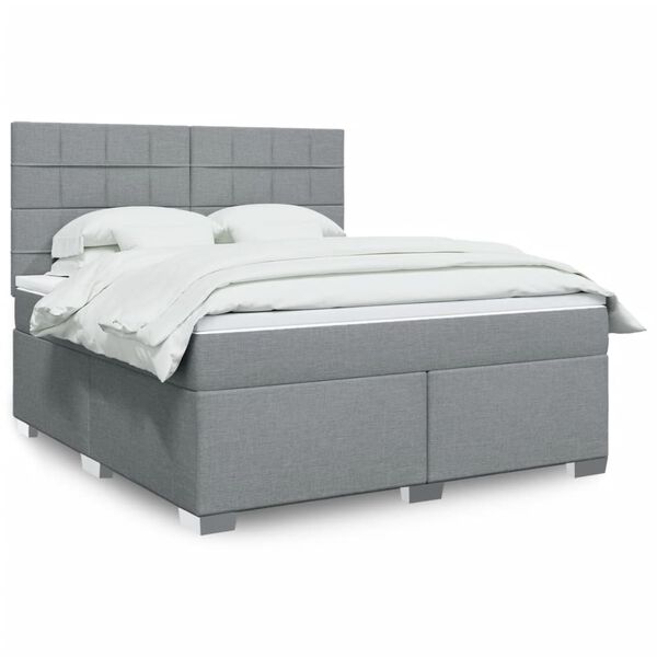 vidaXL Sommier &agrave; lattes de lit avec matelas Gris clair 180x200cm Tissu