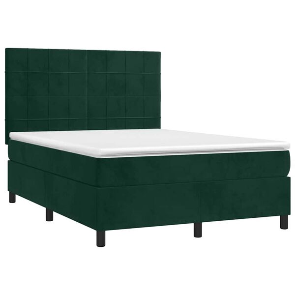 vidaXL Sommier &agrave; lattes de lit et matelas Vert fonc&eacute; 140x200cm Velours