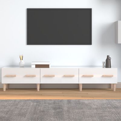 vidaXL Meuble TV Blanc brillant 150x34,5x30 cm Bois d'ingénierie