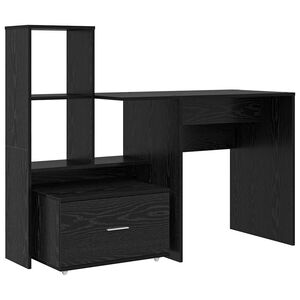 vidaXL Bureau Ch&ecirc;ne noir 131,5 x 50 x 106,5 cm Bois d'ing&eacute;nierie