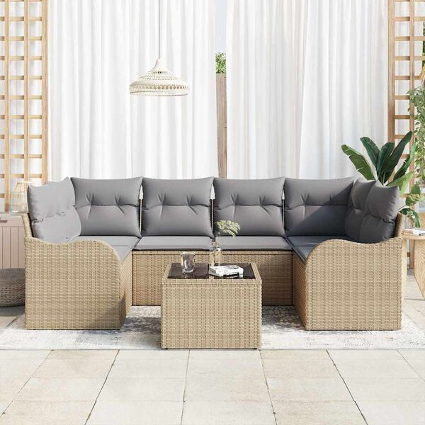 vidaXL Ensemble de canap&eacute; de jardin Beige 55 x 55 x 37 cm polyrotin