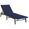 vidaXL Chaise longue avec coussin gris r&eacute;sine tress&eacute;e