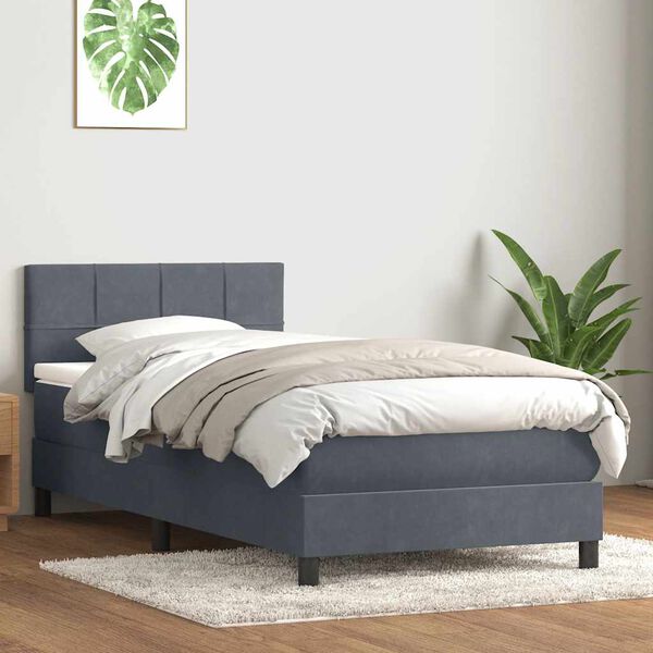 vidaXL Sommier à lattes de lit et matelas gris foncé 80x210 cm velours