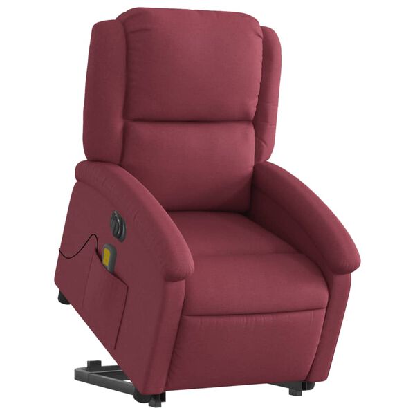 vidaXL Fauteuil inclinable de massage &eacute;lectrique Rouge bordeaux Tissu