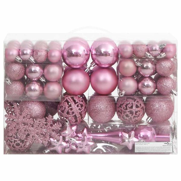 vidaXL Ensemble de boules de Noël 111 pièces rose polystyrène