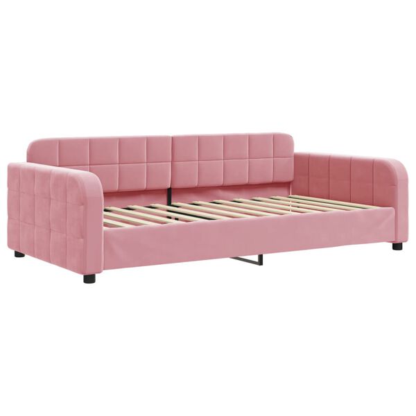 vidaXL Lit de jour avec lit gigogne et matelas rose 100x200 cm velours