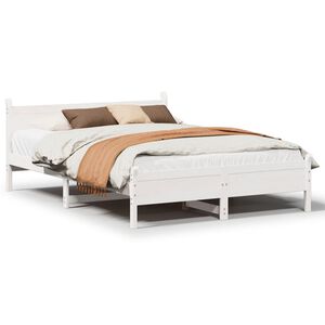 vidaXL Cadre de lit sans matelas blanc 135x190 cm bois de pin massif