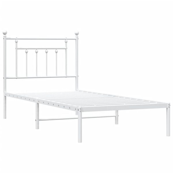 vidaXL Cadre de lit métal sans matelas avec tête de lit blanc 90x190cm
