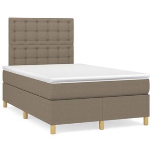 vidaXL Sommier &agrave; lattes de lit avec matelas Taupe 120x200 cm Tissu
