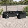 vidaXL Salon de jardin 10 pcs avec coussins noir r&eacute;sine tress&eacute;e
