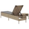 vidaXL Chaise longue avec table et coussin beige r&eacute;sine tress&eacute;e
