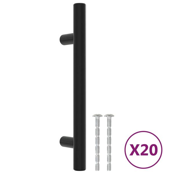 vidaXL Poignées d'armoire 20 pcs noir 96 mm acier inoxydable