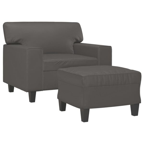 vidaXL Fauteuil avec repose-pied Gris 60 cm Similicuir