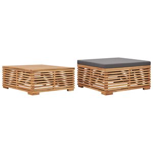 vidaXL Table et repose-pied de jardin coussin gris fonc&eacute; Bois de teck