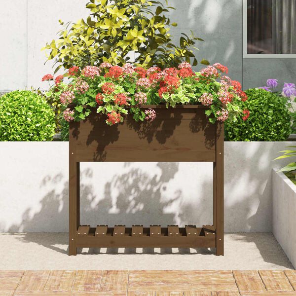 vidaXL Jardini&egrave;re avec &eacute;tag&egrave;re Marron miel 82,5x34,5x81 cm Bois de pin
