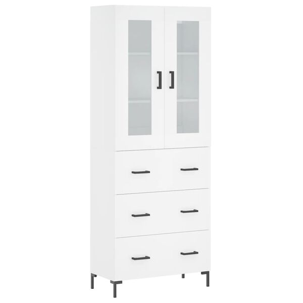vidaXL Buffet haut Blanc 69,5x34x180 cm Bois d'ing&eacute;nierie