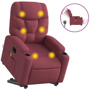vidaXL Fauteuil inclinable de massage &eacute;lectrique Rouge bordeaux Tissu