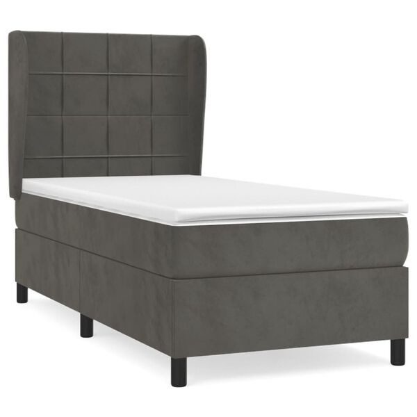 vidaXL Sommier &agrave; lattes de lit avec matelas Gris fonc&eacute; 100x200 cm