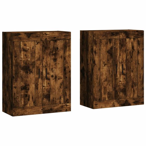 vidaXL Armoires murales 2 pcs ch&ecirc;ne fum&eacute; bois d'ing&eacute;nierie