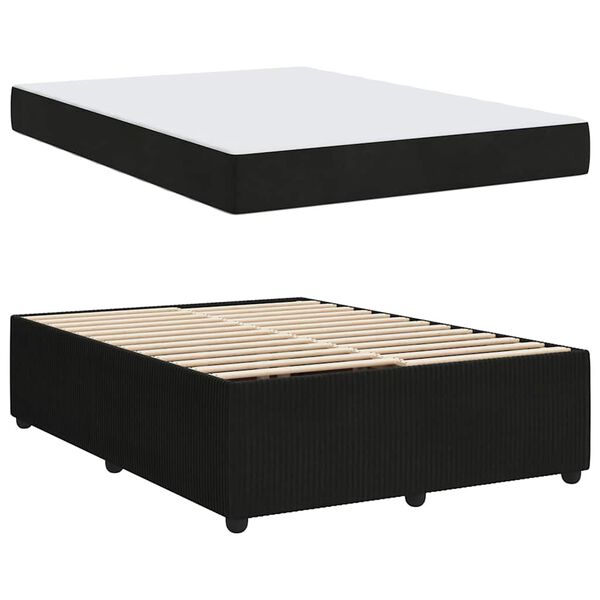 vidaXL Cadre de lit avec matelas Noir 140 x 200 cm tissu