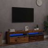 vidaXL Meubles TV avec lumi&egrave;res LED 2 pcs vieux bois bois d'ing&eacute;nierie