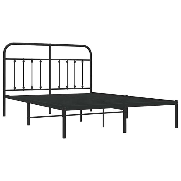 vidaXL Cadre de lit métal sans matelas avec tête de lit noir 135x190cm