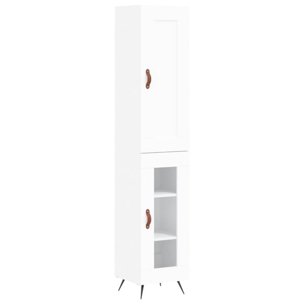 vidaXL Buffet haut Blanc 34,5x34x180 cm Bois d'ing&eacute;nierie