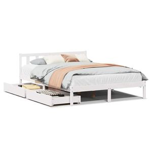 vidaXL Cadre de lit sans matelas blanc 135x190 cm bois de pin massif