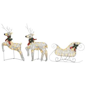 vidaXL D&eacute;coration de No&euml;l Rennes avec tra&icirc;neau 60 LED Ext&eacute;rieur Dor&eacute;