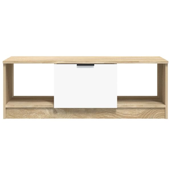 vidaXL Table basse blanc et ch&ecirc;ne sonoma 102x50x36cm bois d'ing&eacute;nierie