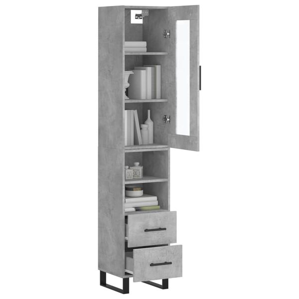 vidaXL Buffet haut Gris b&eacute;ton 34,5x34x180 cm Bois d'ing&eacute;nierie
