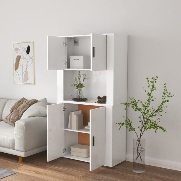 vidaXL Buffet haut Blanc brillant Bois d'ing&eacute;nierie