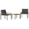 vidaXL Ensemble de meubles d'ext&eacute;rieur 3 pc Gris fonc&eacute; polyrotin