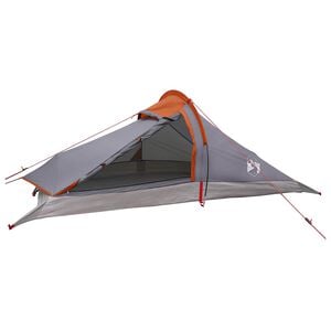 vidaXL Tente de randonn&eacute;e Gris et orange 2 personnes