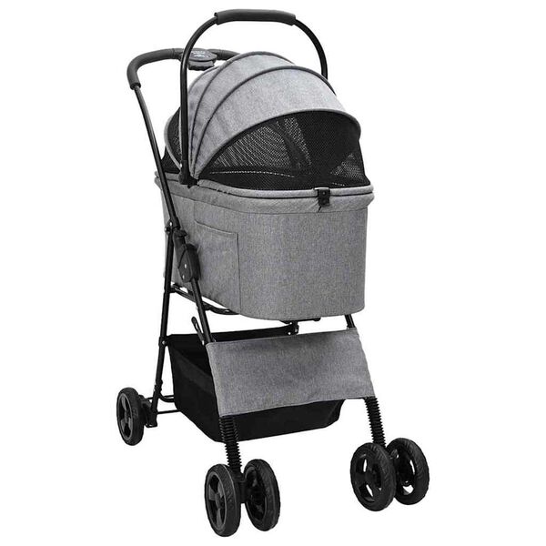 vidaXL Poussette Pliante pour Animaux Réglable Gris 81 x 47 x 99 cm