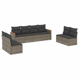 vidaXL Salon de jardin 8 pcs avec coussins gris r&eacute;sine tress&eacute;e
