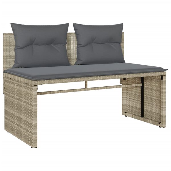 vidaXL Salon de jardin 4 pcs avec coussins gris clair résine tressée