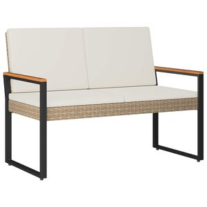vidaXL Banc ext&eacute;rieur Beige et blanc cr&egrave;me 107 x 61 x 80 cm polyrotin