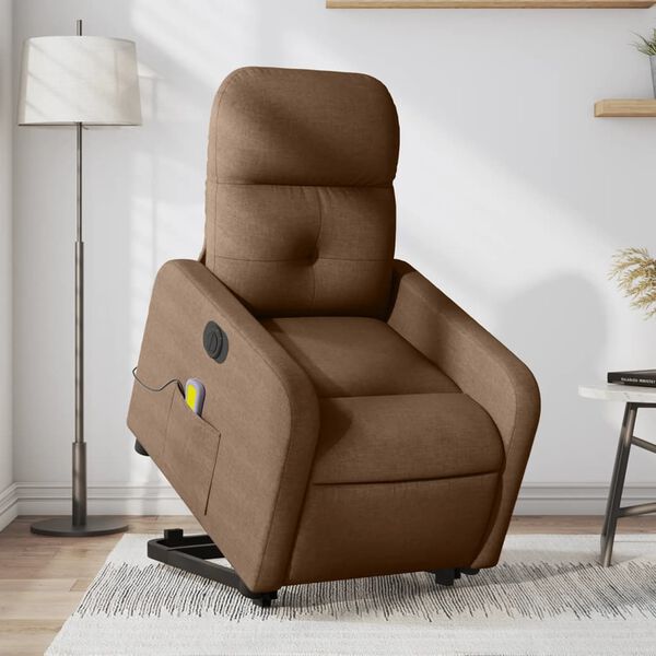 vidaXL Fauteuil inclinable de massage &eacute;lectrique Marron Tissu