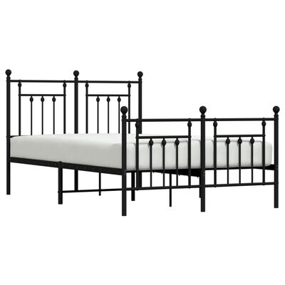 vidaXL Cadre de lit métal sans matelas avec pied de lit noir 120x200cm