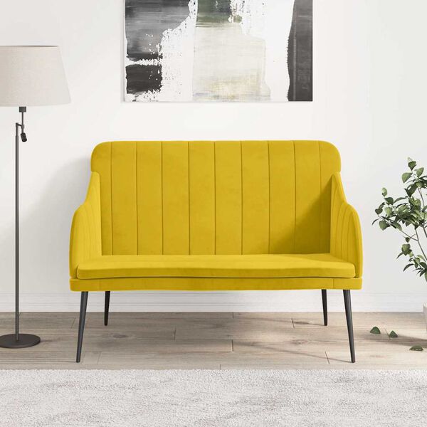 vidaXL Banc Jaune 110x76x80 cm Velours
