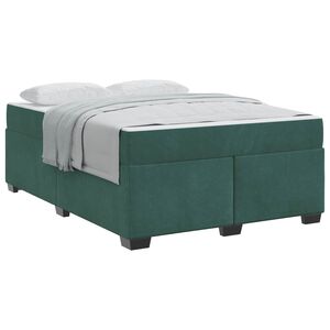 vidaXL Cadre de lit avec matelas Vert fonc&eacute; 140 x 200 cm tissu