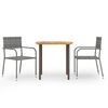 vidaXL Ensemble &agrave; manger de jardin 3 pcs R&eacute;sine tress&eacute;e Gris