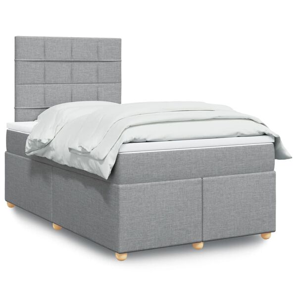 vidaXL Sommier &agrave; lattes de lit et matelas gris clair 120x190 cm tissu