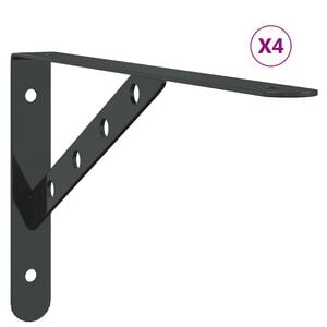 vidaXL Supports d'&eacute;tag&egrave;res 4 pcs 30x2,5x15,5 cm noir acier inoxydable