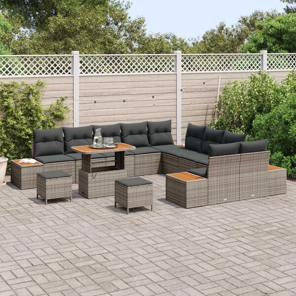 vidaXL Ensemble de canap&eacute; de jardin 13 pcs Gris Poly rotin