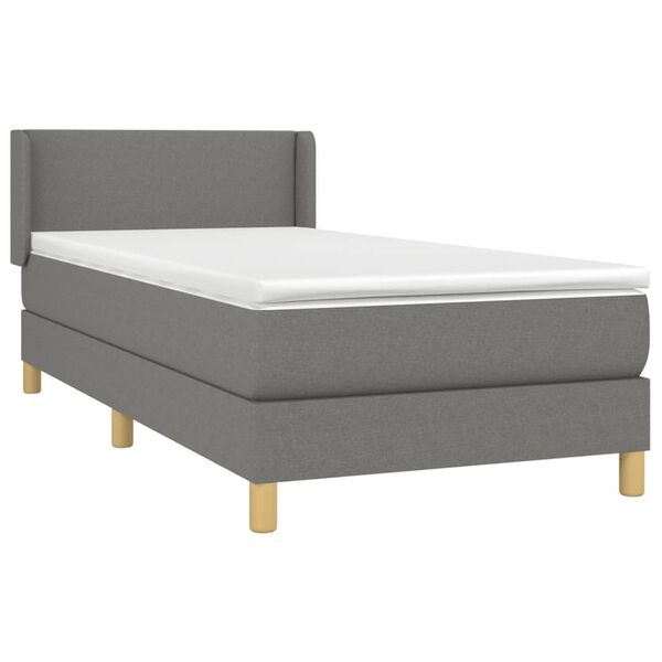 vidaXL Sommier &agrave; lattes de lit avec matelas Gris fonc&eacute; 80x200 cm Tissu