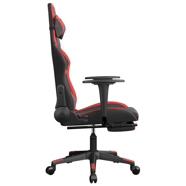 vidaXL Chaise de jeu avec repose-pied Noir et rouge Similicuir