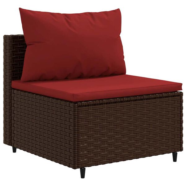 vidaXL Salon de jardin 8 pcs avec coussins marron résine tressée