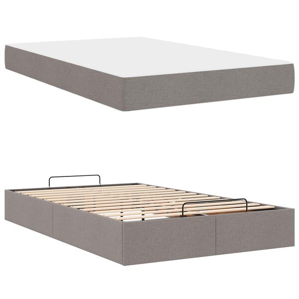 vidaXL Cadre de lit avec matelas avec matelas 2 pcs Taupe tissu